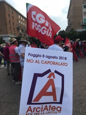 8 agosto 2018 manifestazione a Foggia contro il caporalato